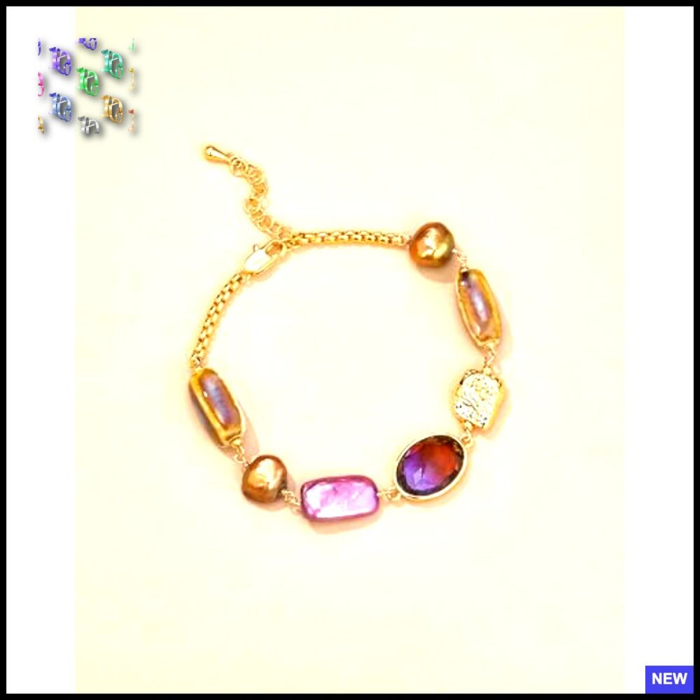 Adjustable Statement Bracelet With Gemstones, Boh… - image 3